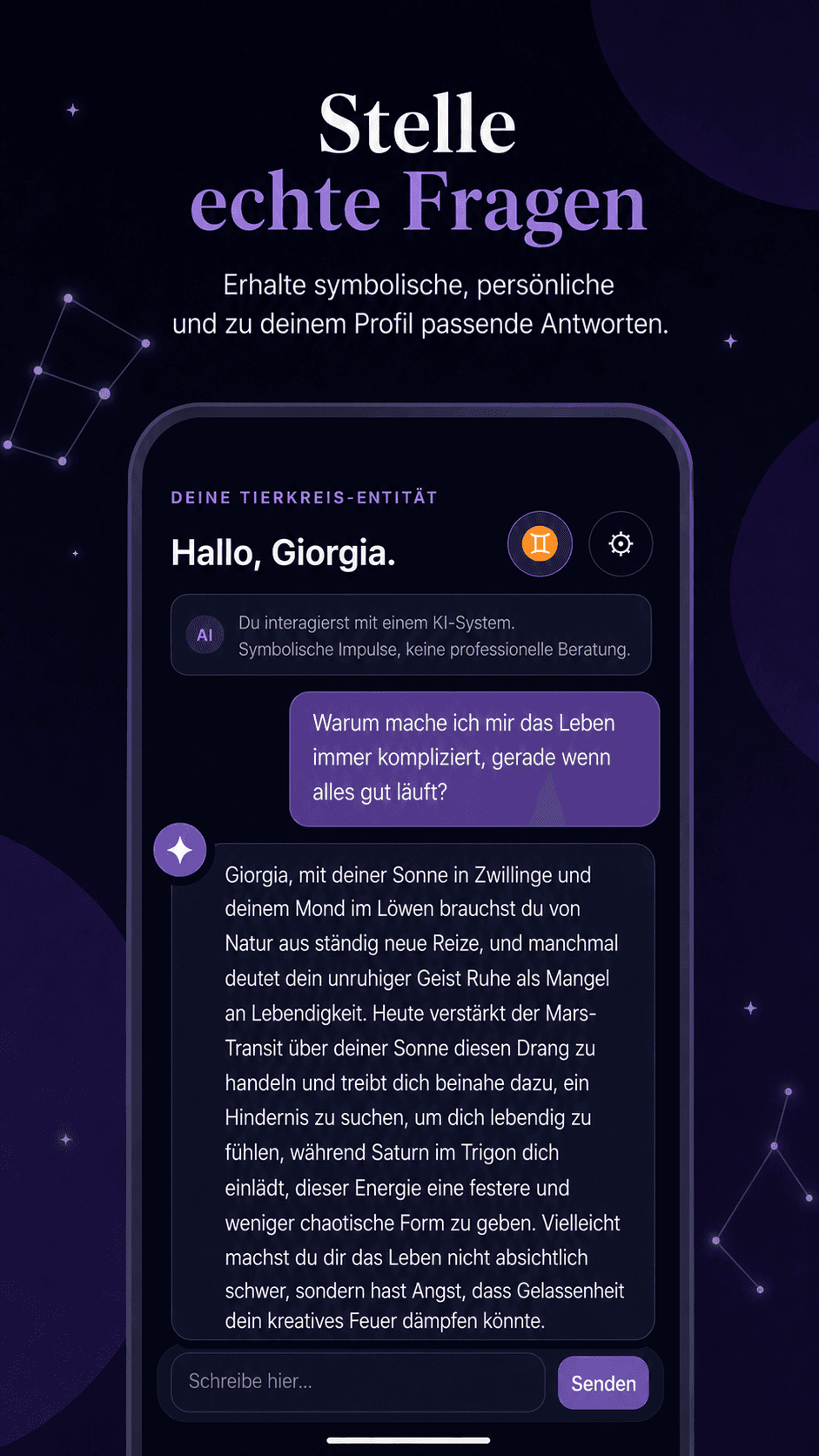 Personalisiertes tägliches Astrologie-Briefing