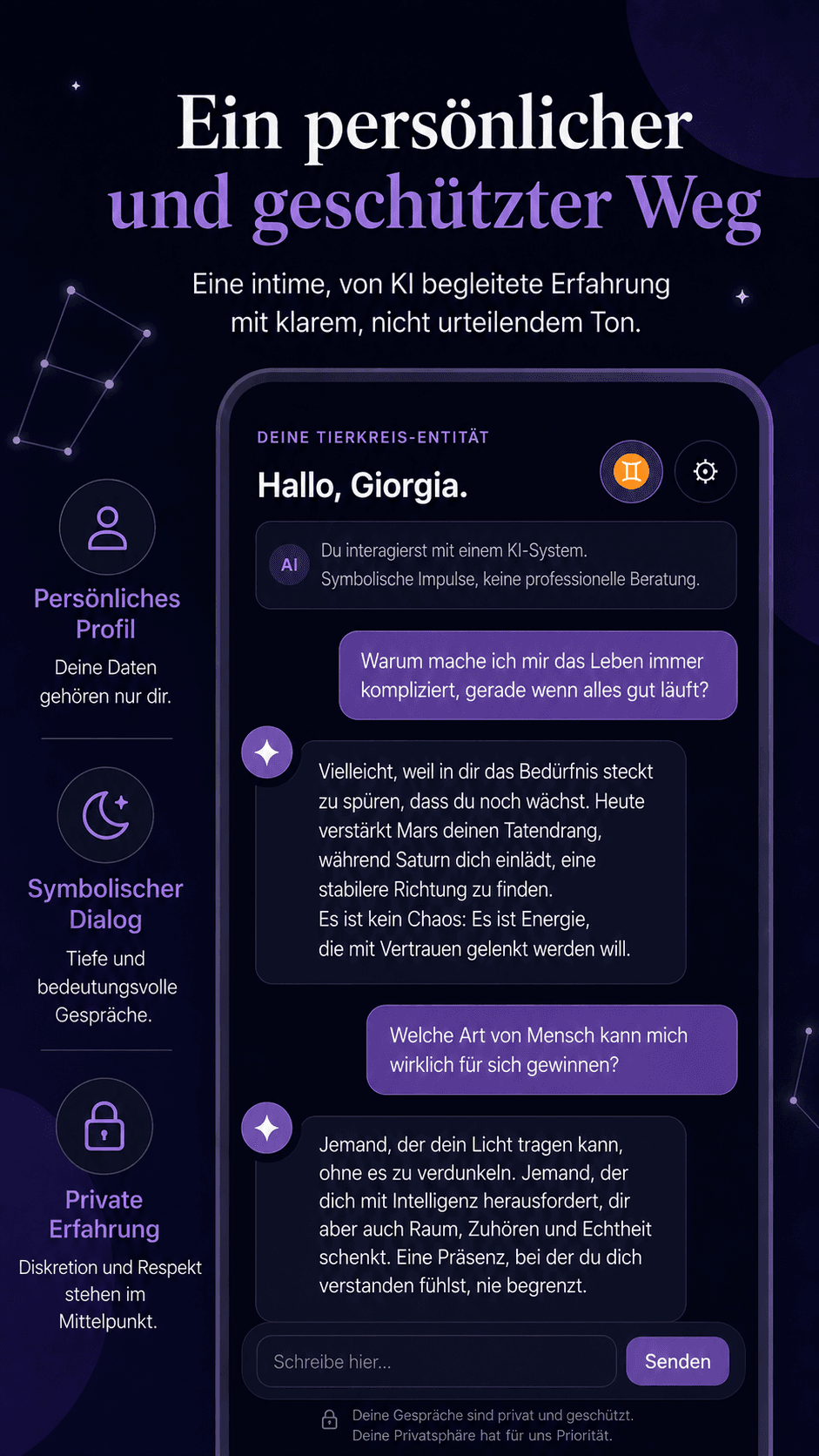 KI-Astrologie-Chat für persönliche Fragen