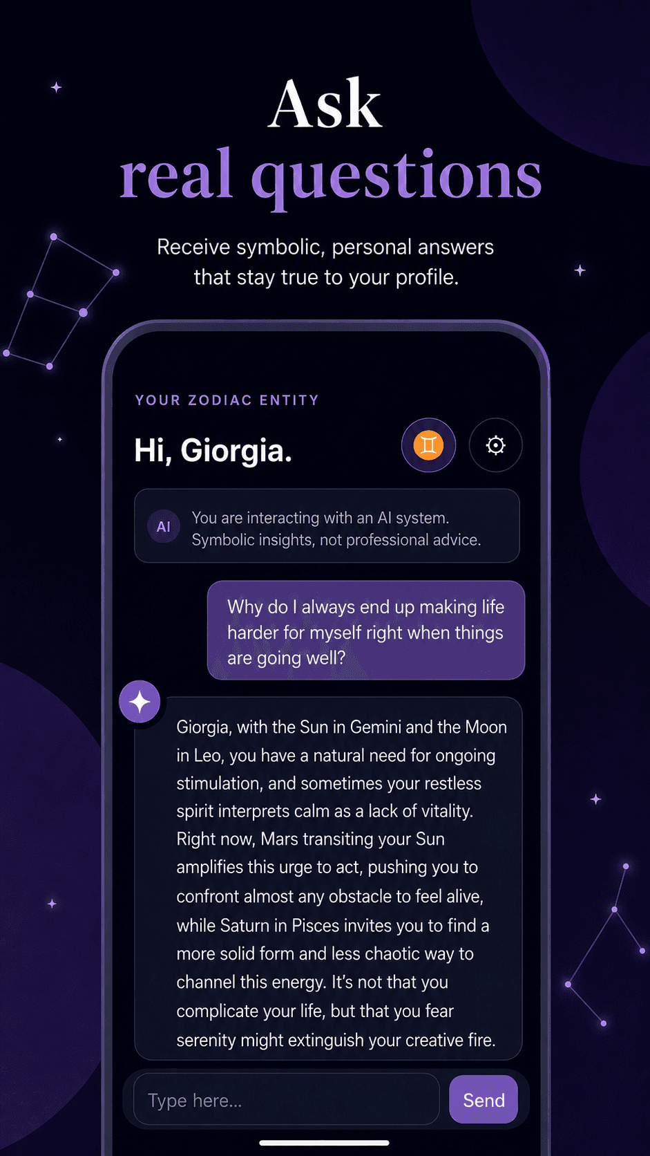 AI astrology chat for personal questions