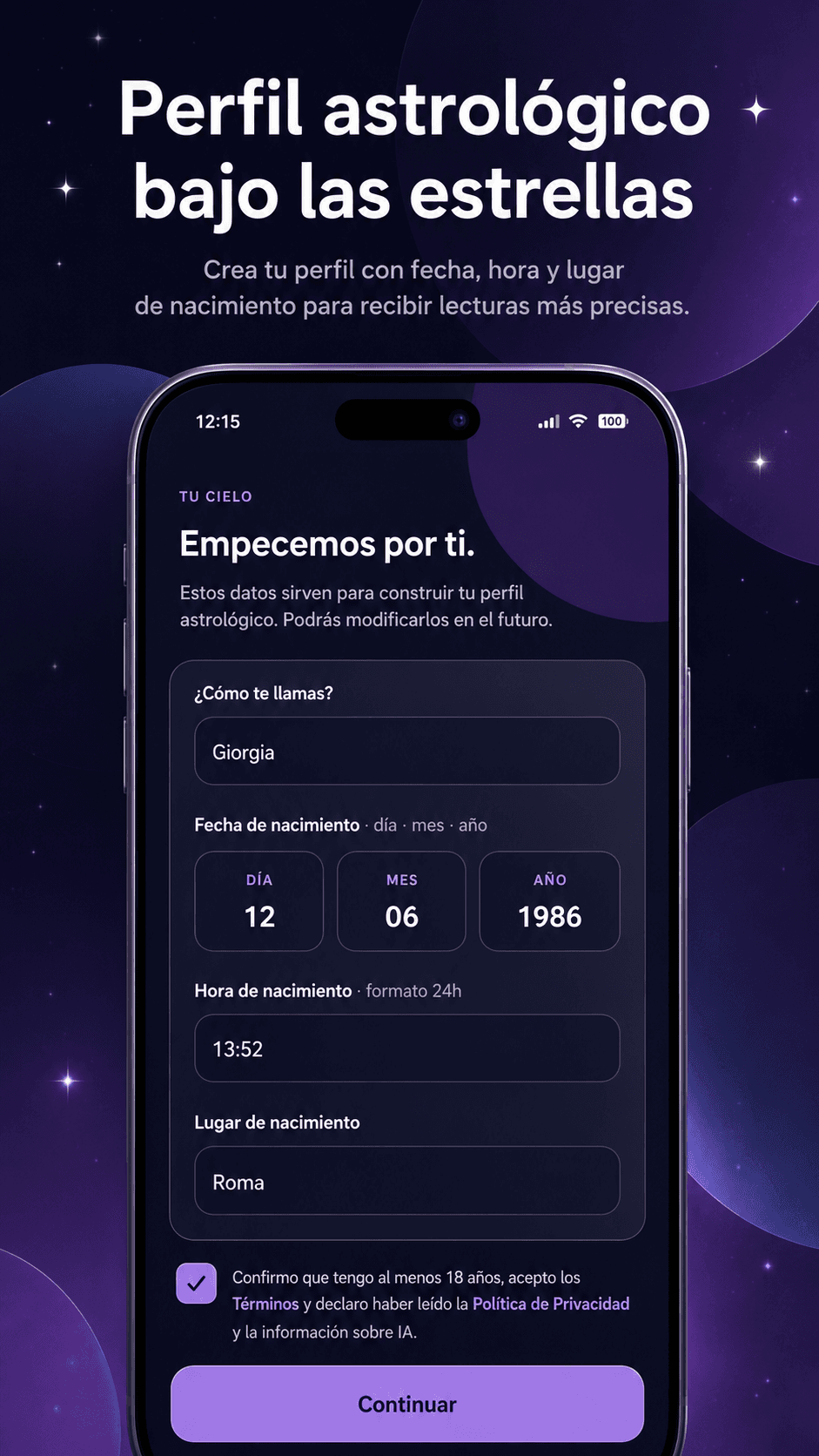 Perfil astrológico personal basado en la carta natal