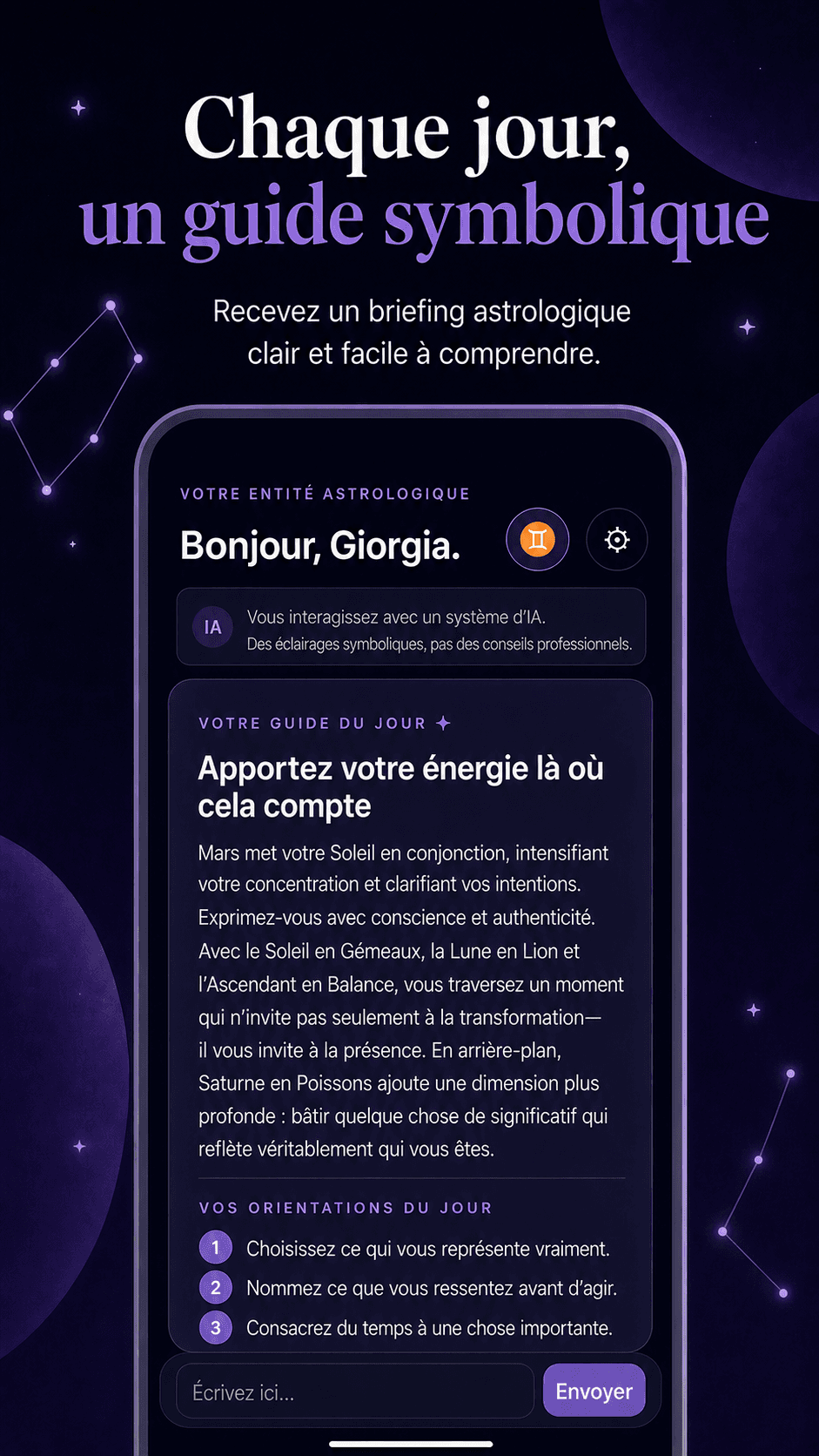 Briefing astrologique quotidien personnalisé