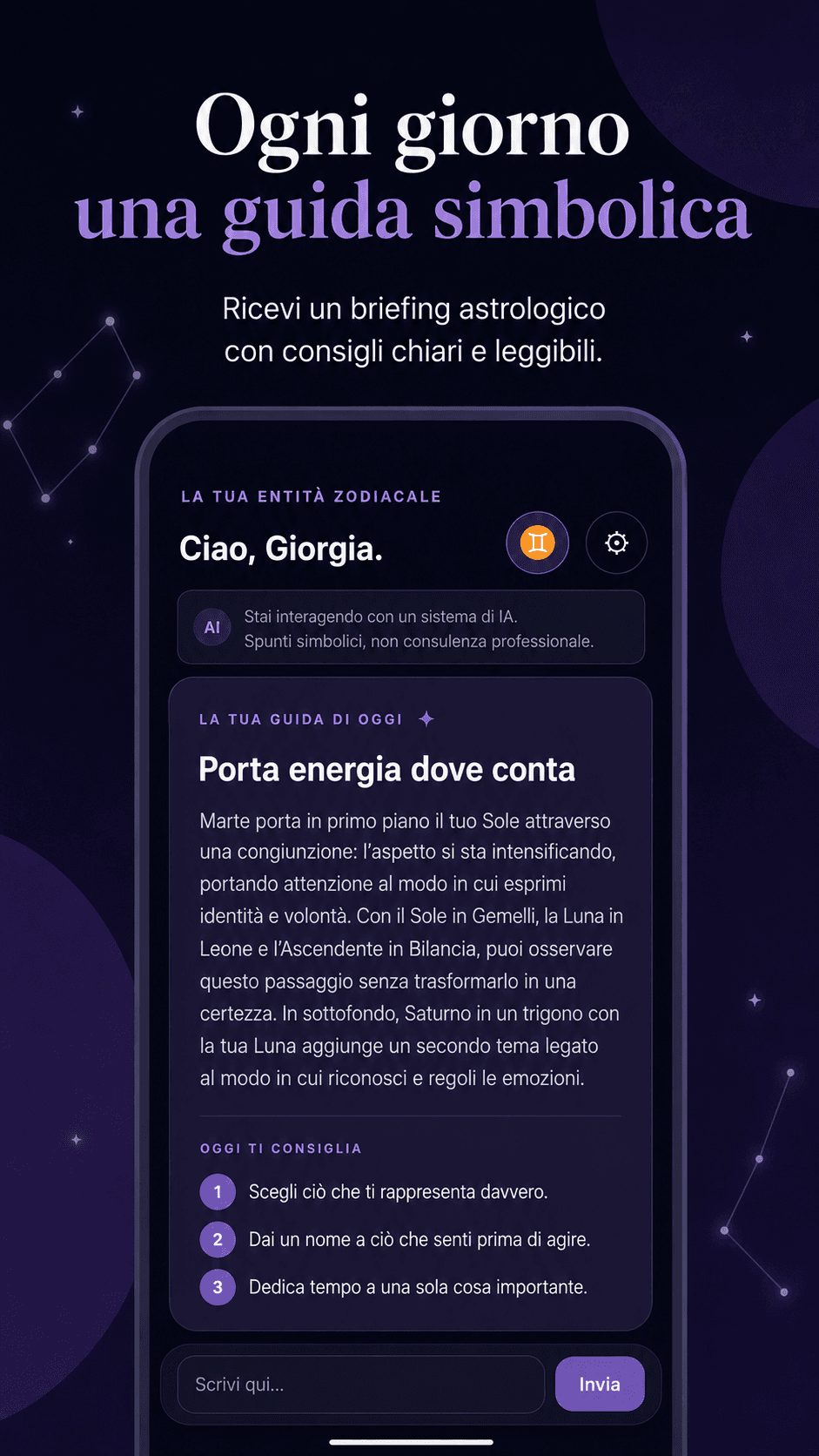 Briefing astrologico quotidiano personalizzato